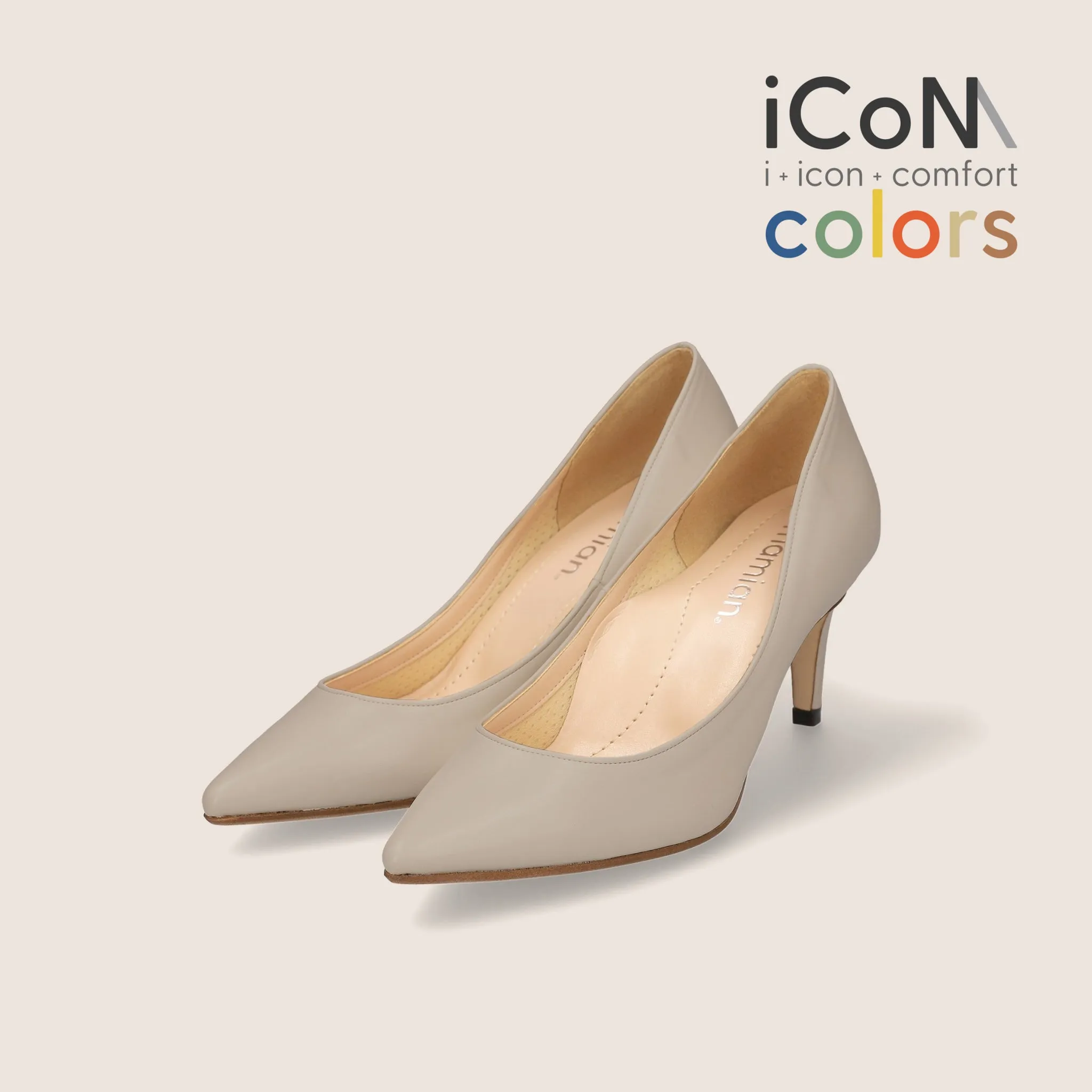 10% OFF: 2024SS: iCoN COLORS: Pointed Toe Smooth Pumps (C76533) Greige