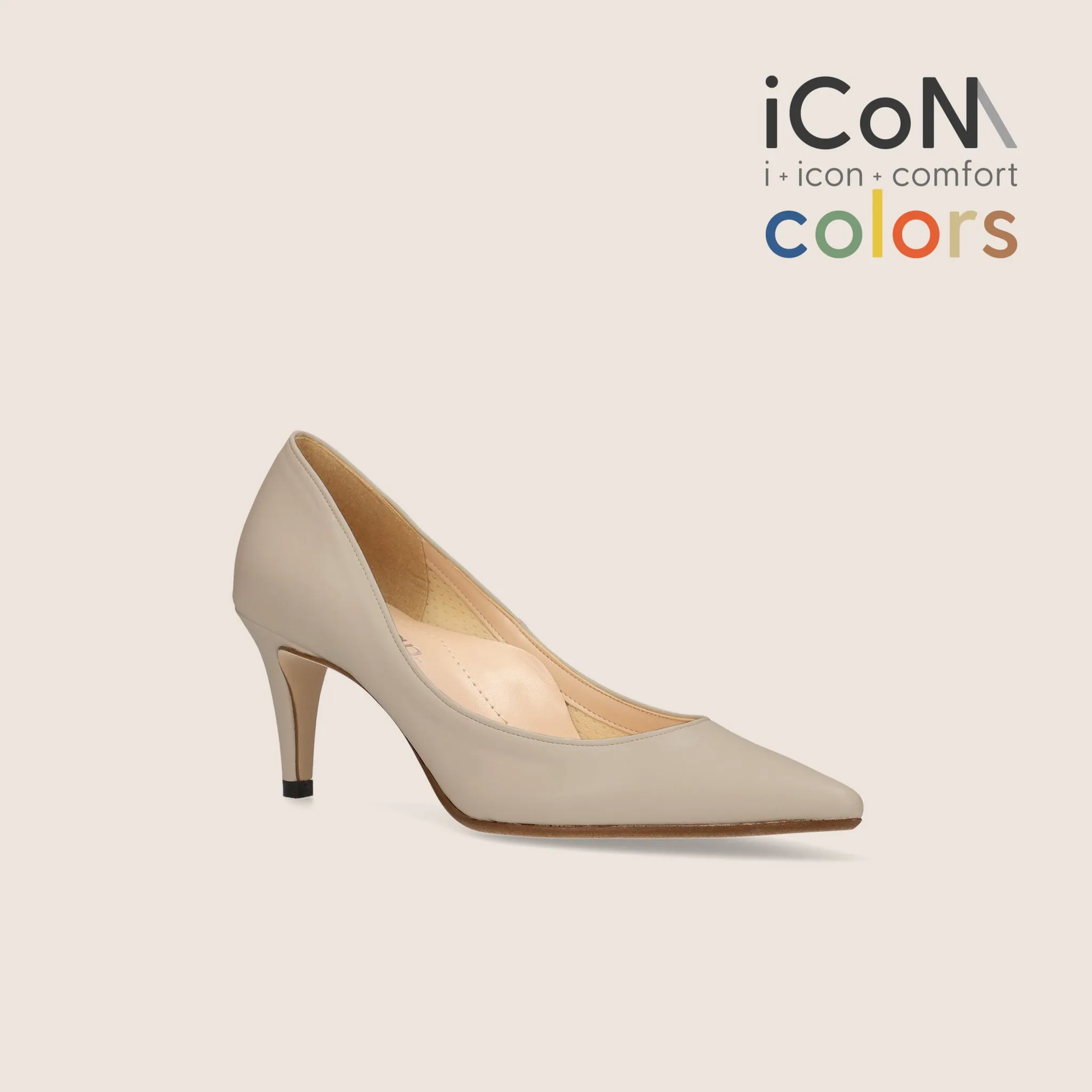 10% OFF: 2024SS: iCoN COLORS: Pointed Toe Smooth Pumps (C76533) Greige
