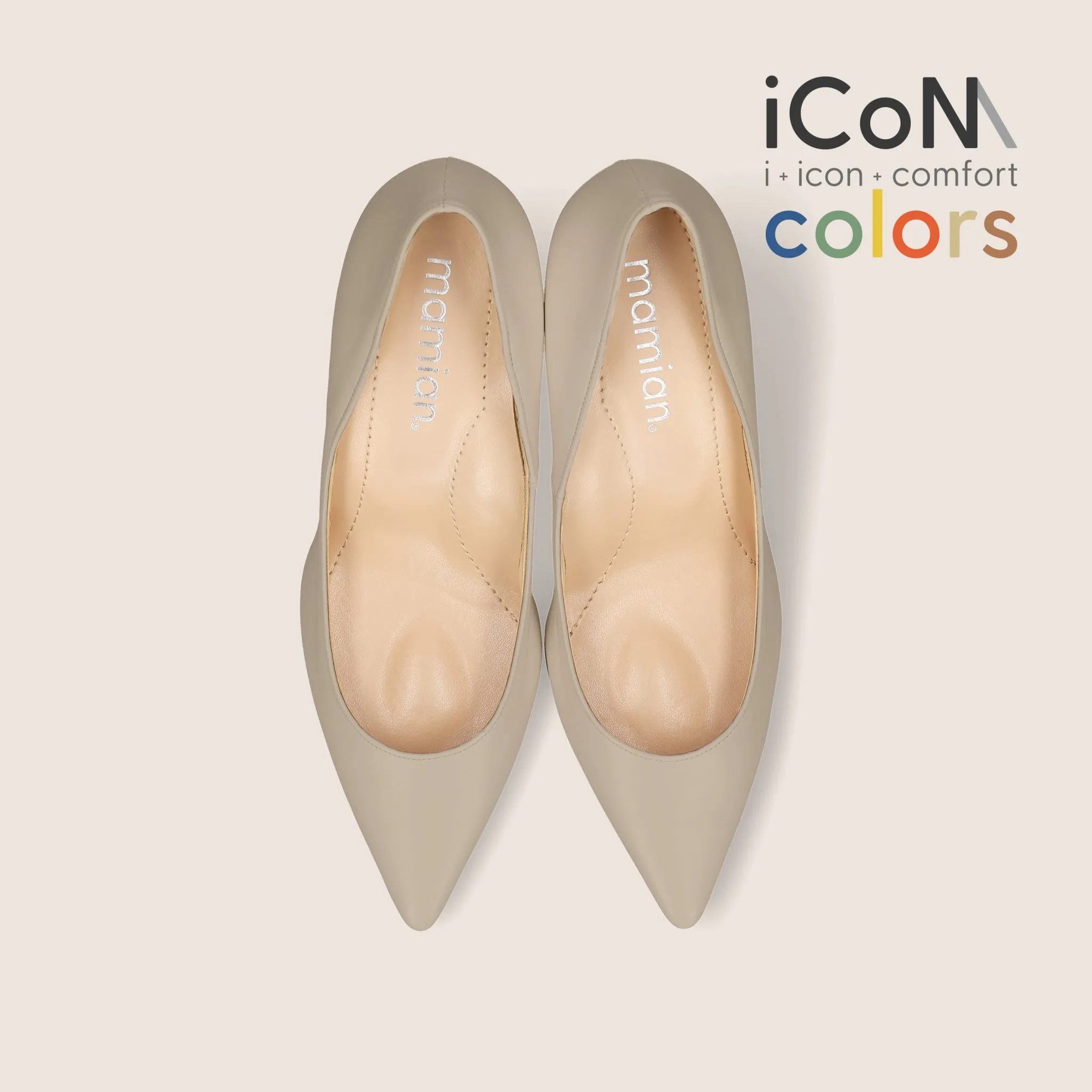 10% OFF: 2024SS: iCoN COLORS: Pointed Toe Smooth Pumps (C76533) Greige