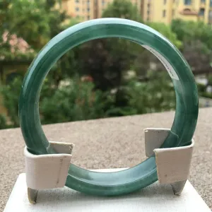 10% OFF- 58/59/60mm Certified Natural Oily Green Jadeite Emerald A*Jade HandCarved Lucky Bracelet Bangle x3281