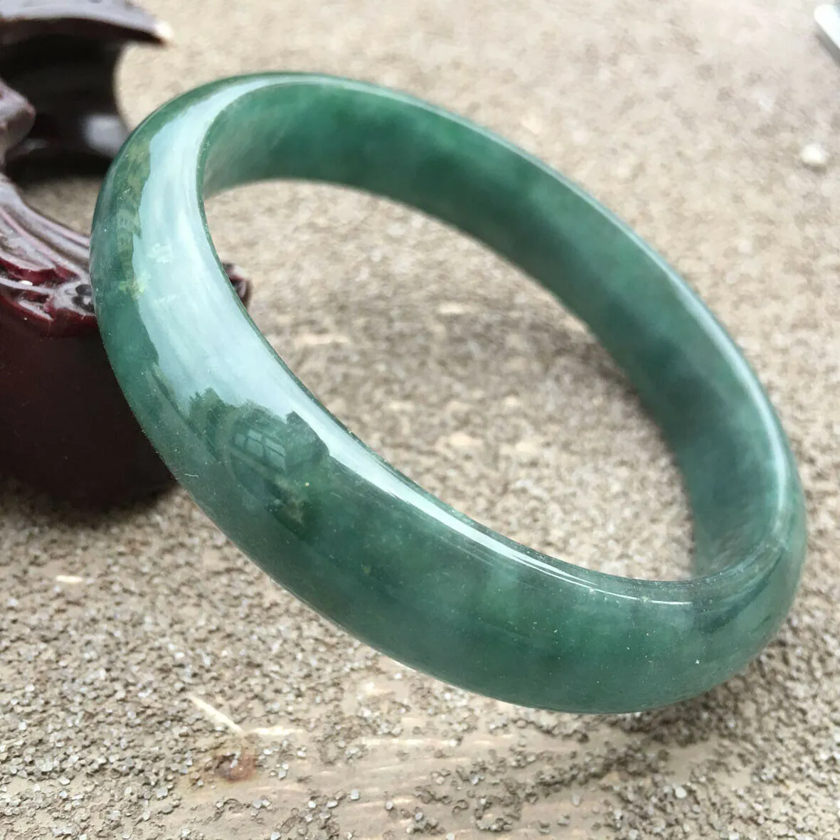 10% OFF- 58/59/60mm Certified Natural Oily Green Jadeite Emerald A*Jade HandCarved Lucky Bracelet Bangle x3281