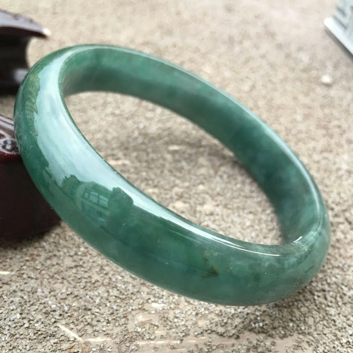 10% OFF- 58/59/60mm Certified Natural Oily Green Jadeite Emerald A*Jade HandCarved Lucky Bracelet Bangle x3281