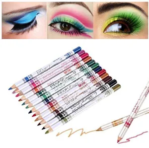 12 PCS Assorted Bright Colors Waterproof Durable Eyeliner/Eyebrow/Eyeshadow/Lip Liner Pencil Highlight Tattoo Pens Cosmetic Makeup Apply Kit Tools Creates Natural Brows & Eye Lines Effortlessly