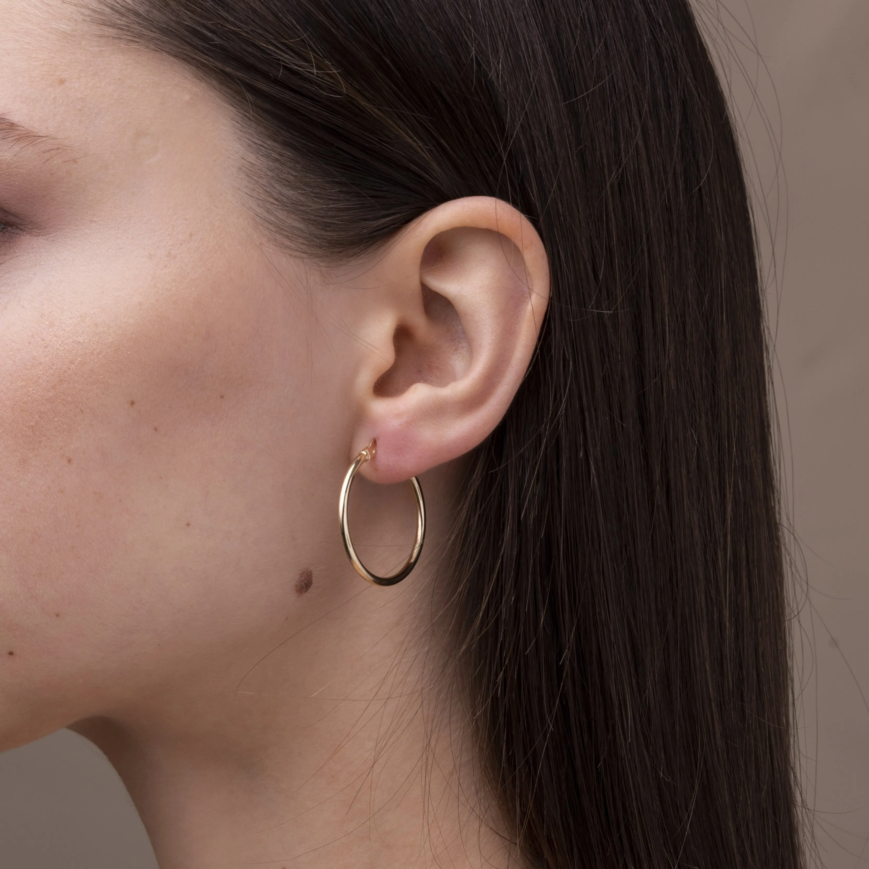 14k Solid Gold Thin Hoops (large)