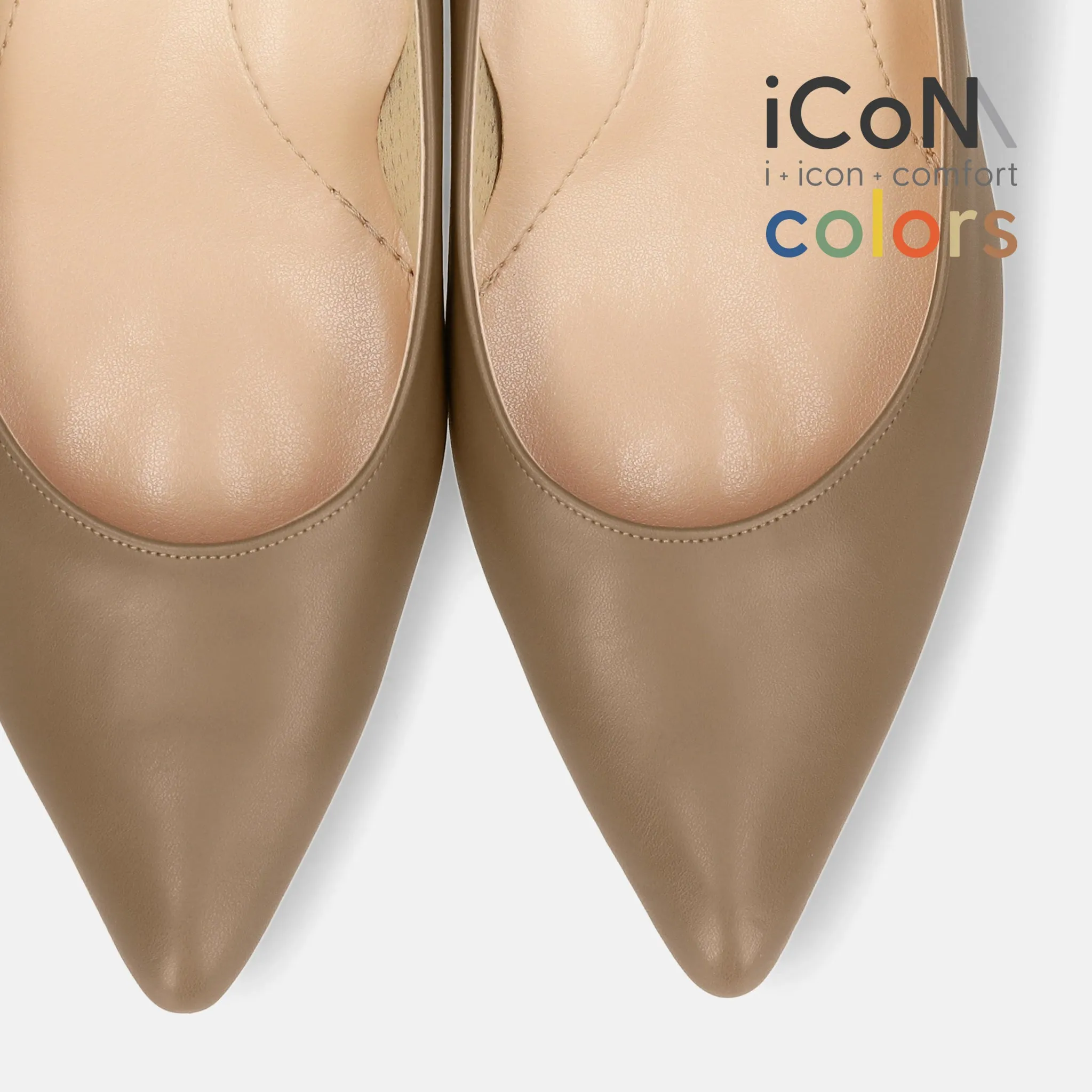 15% OFF: iCoN COLORS: Pointed Toe Smooth Pumps (C57173) Dark Greyge