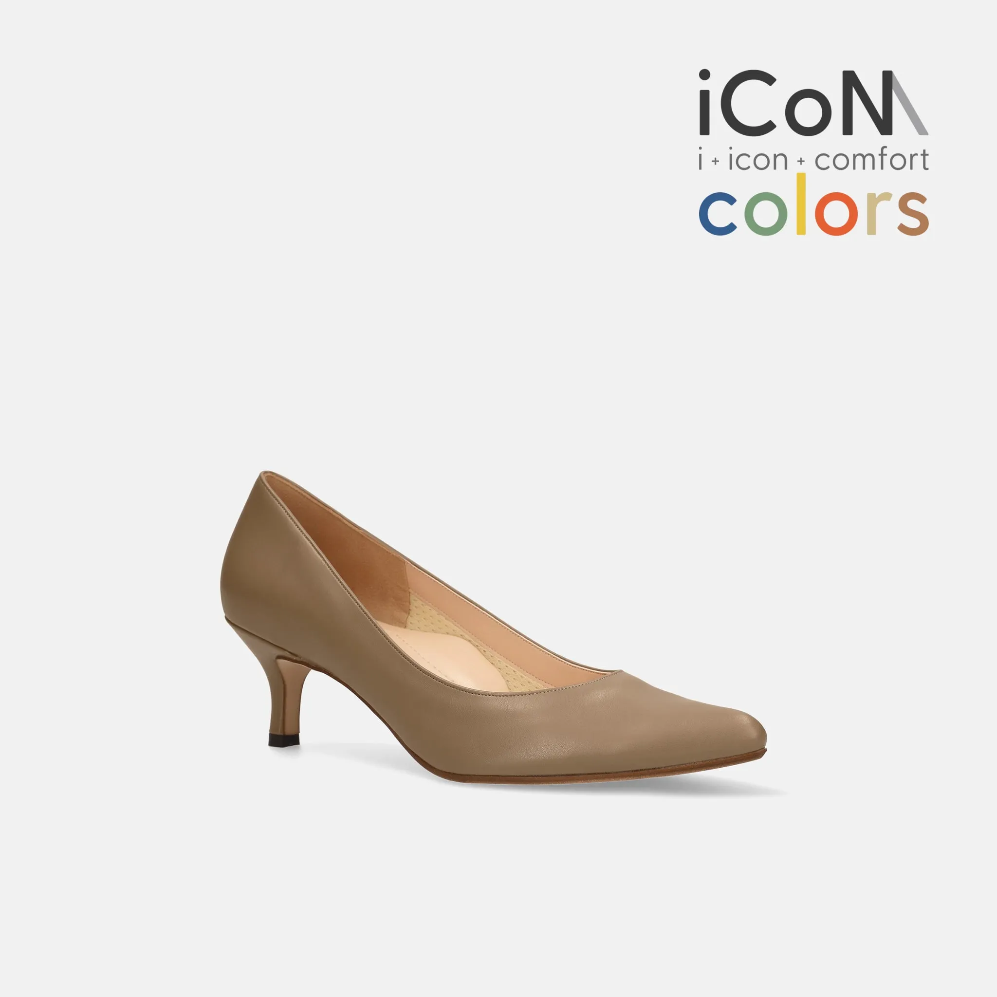 15% OFF: iCoN COLORS: Pointed Toe Smooth Pumps (C57173) Dark Greyge