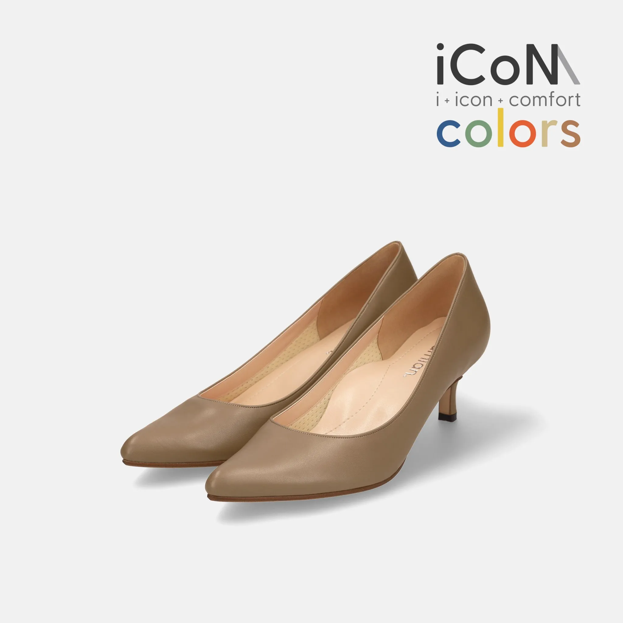15% OFF: iCoN COLORS: Pointed Toe Smooth Pumps (C57173) Dark Greyge