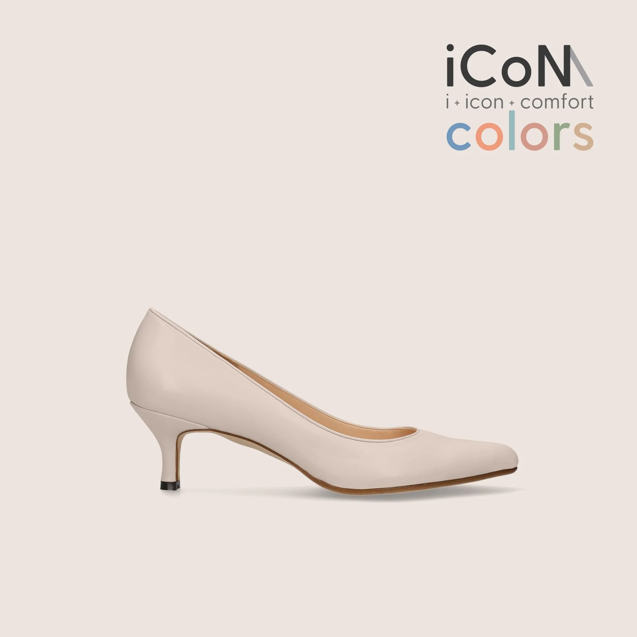 15% OFF: iCoN COLORS: Pointed Toe Smooth Pumps (C57173) Grayish Beige