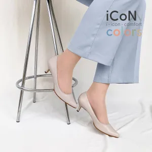 15% OFF: iCoN COLORS: Pointed Toe Smooth Pumps (C57173) Grayish Beige