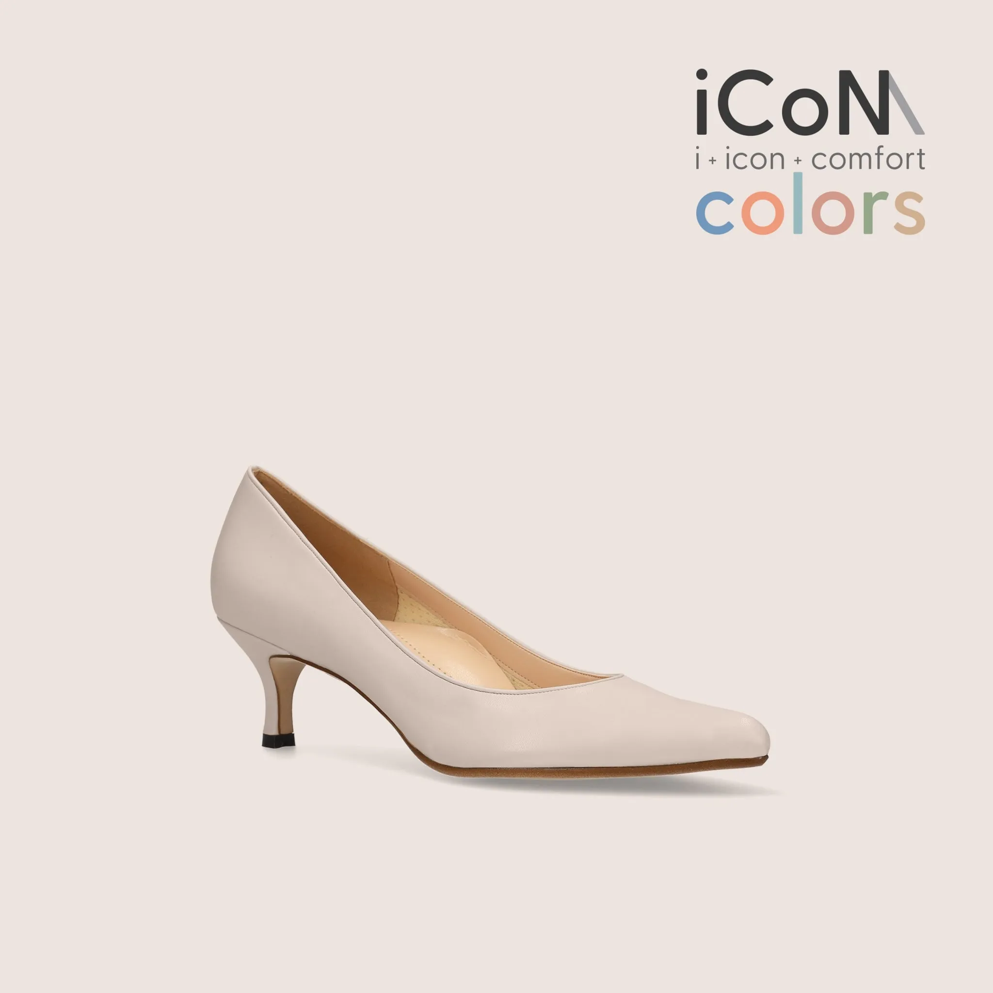 15% OFF: iCoN COLORS: Pointed Toe Smooth Pumps (C57173) Grayish Beige