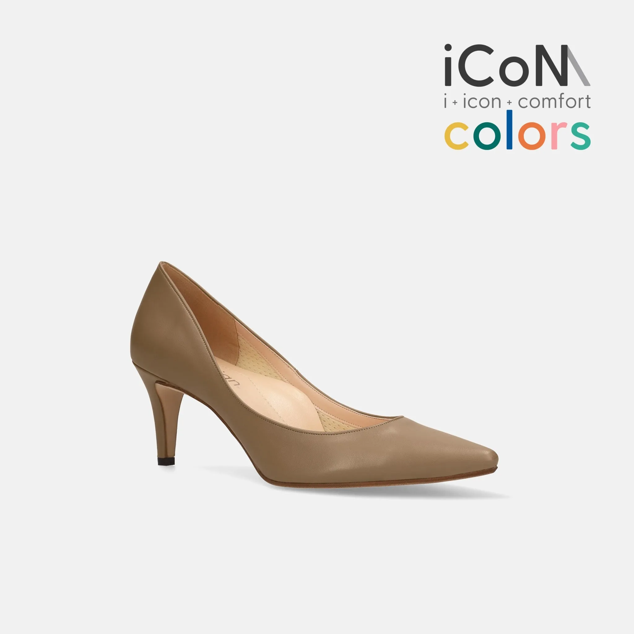 15% OFF: iCoN COLORS: Pointed Toe Smooth Pumps (C76533) Dark Greyge