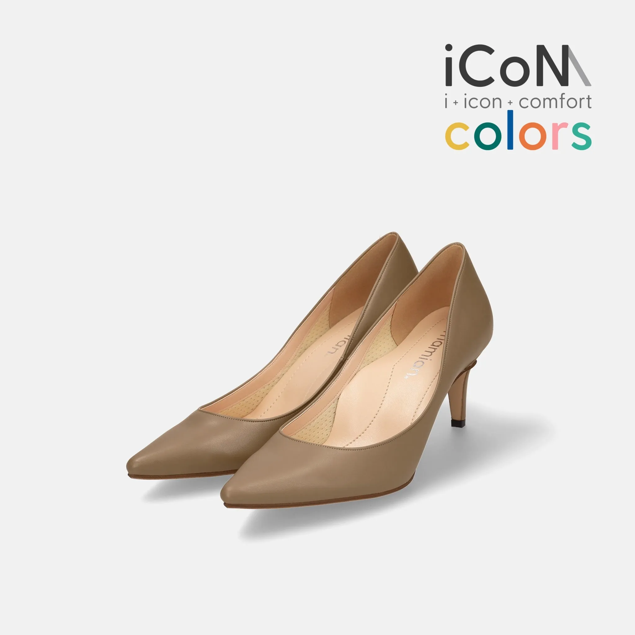 15% OFF: iCoN COLORS: Pointed Toe Smooth Pumps (C76533) Dark Greyge