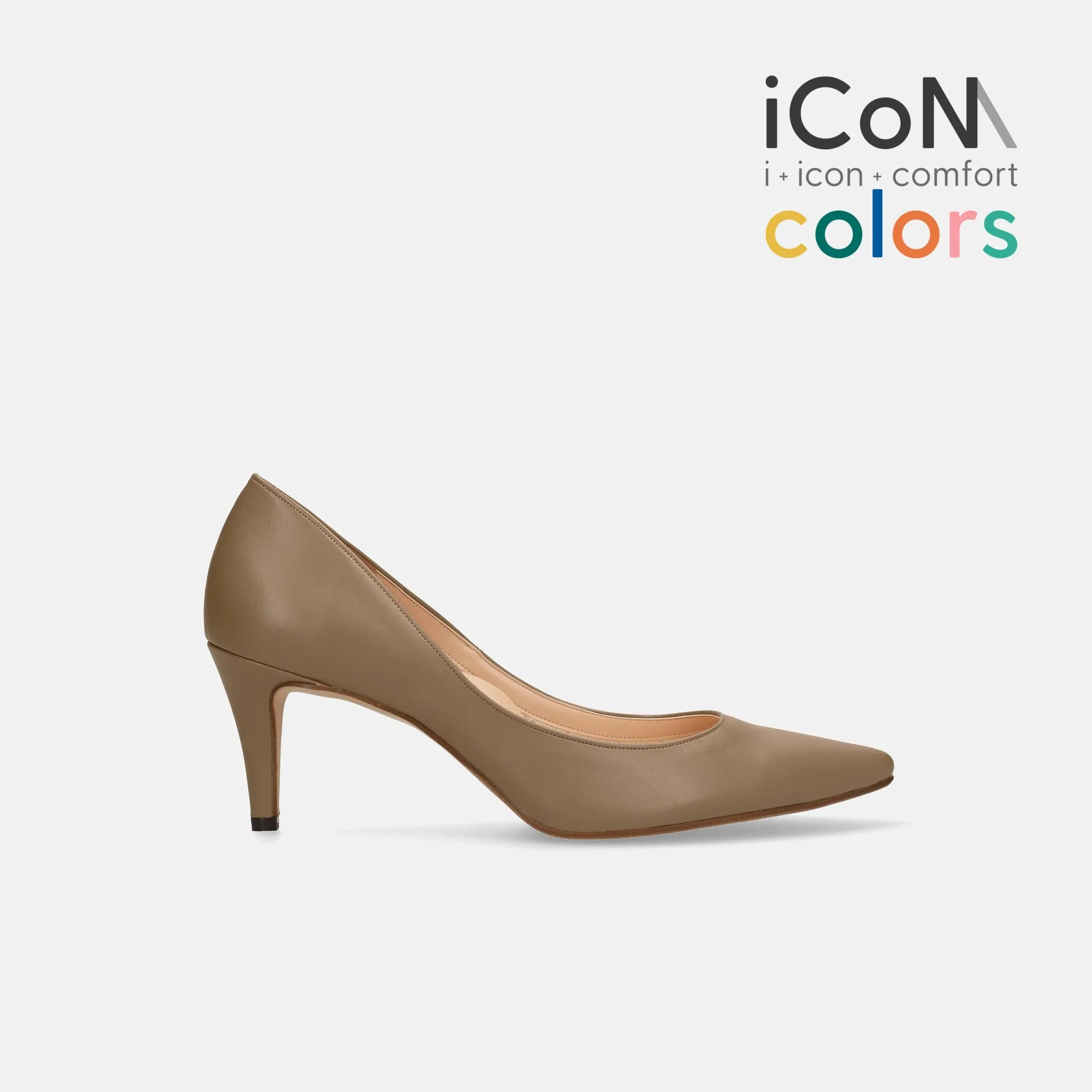 15% OFF: iCoN COLORS: Pointed Toe Smooth Pumps (C76533) Dark Greyge