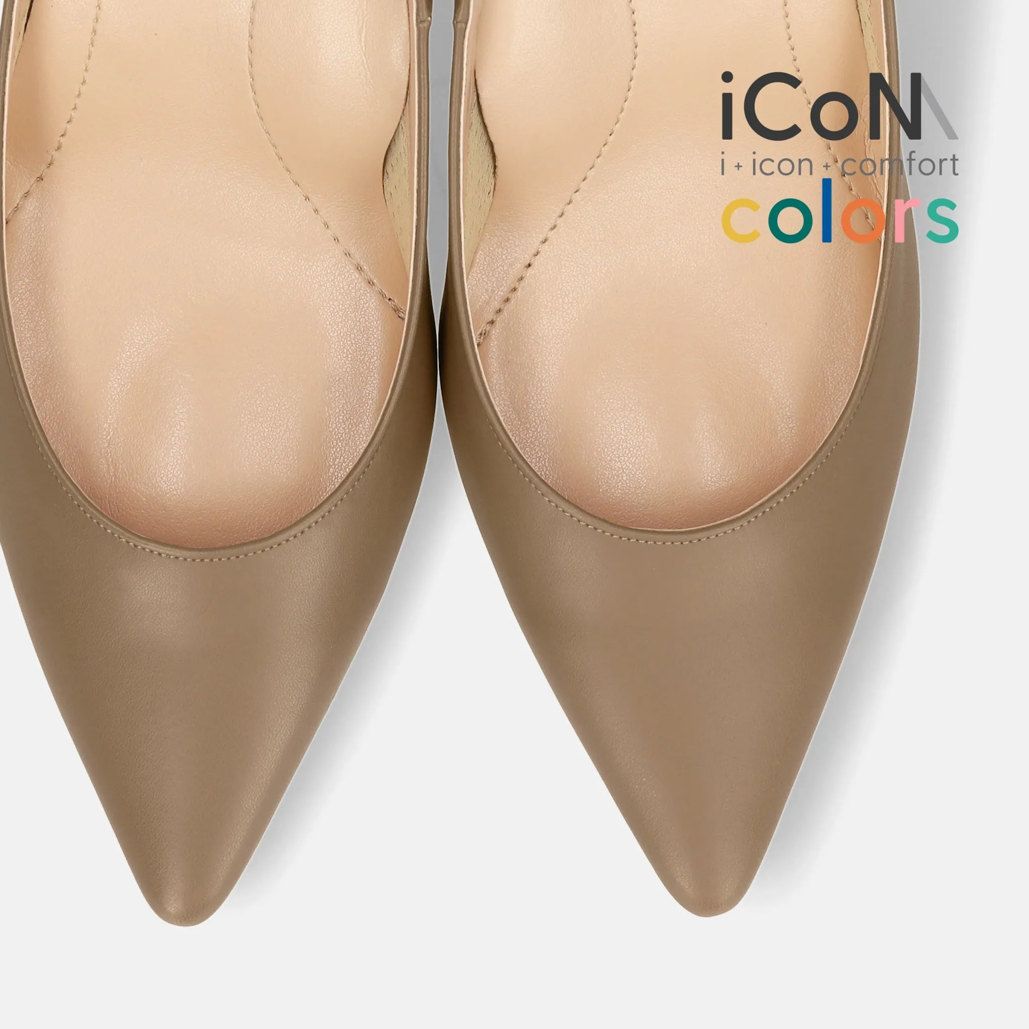 15% OFF: iCoN COLORS: Pointed Toe Smooth Pumps (C76533) Dark Greyge