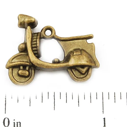 23*18*7mm Vintage antique bronze Zinc alloy Charms,3D lady motor bicycle,sold 100 pcs per pkg