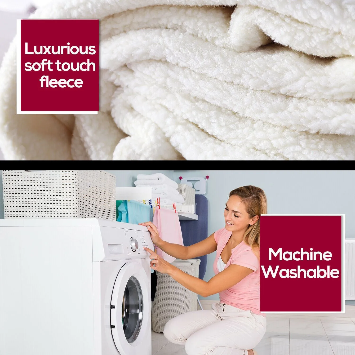 450 GSM Fleecy Electric Blanket Heated Warm Winter Fitted Queen Size