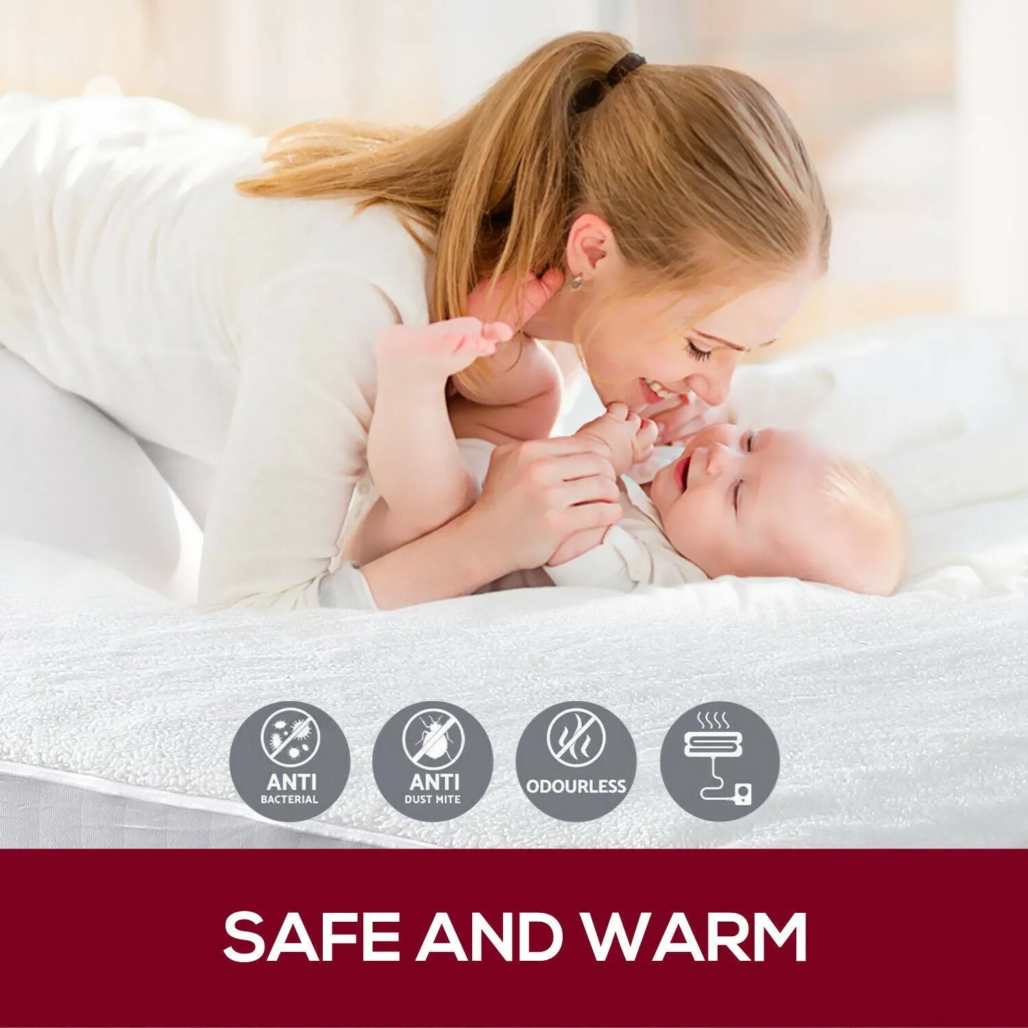 450 GSM Fleecy Electric Blanket Heated Warm Winter Fitted Queen Size