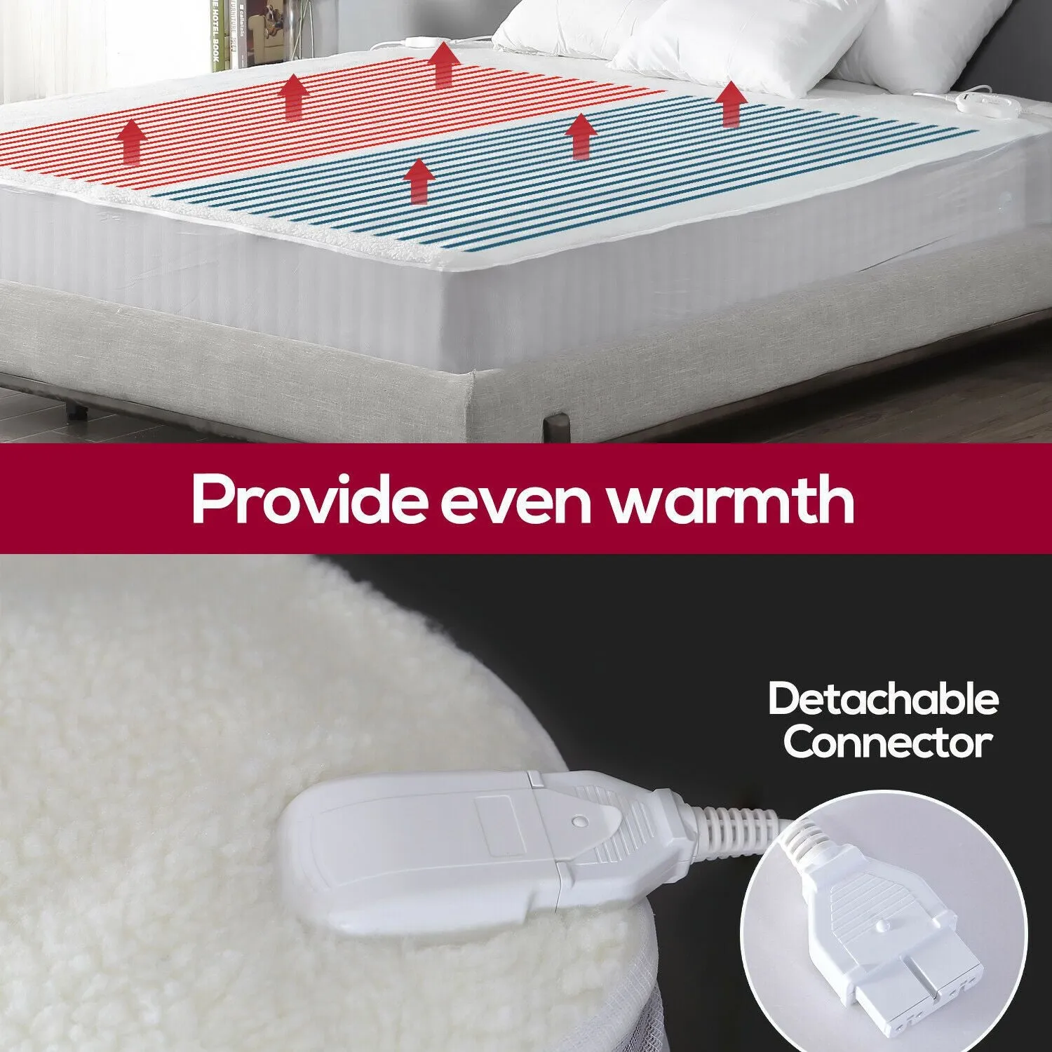 450 GSM Fleecy Electric Blanket Heated Warm Winter Fitted Queen Size