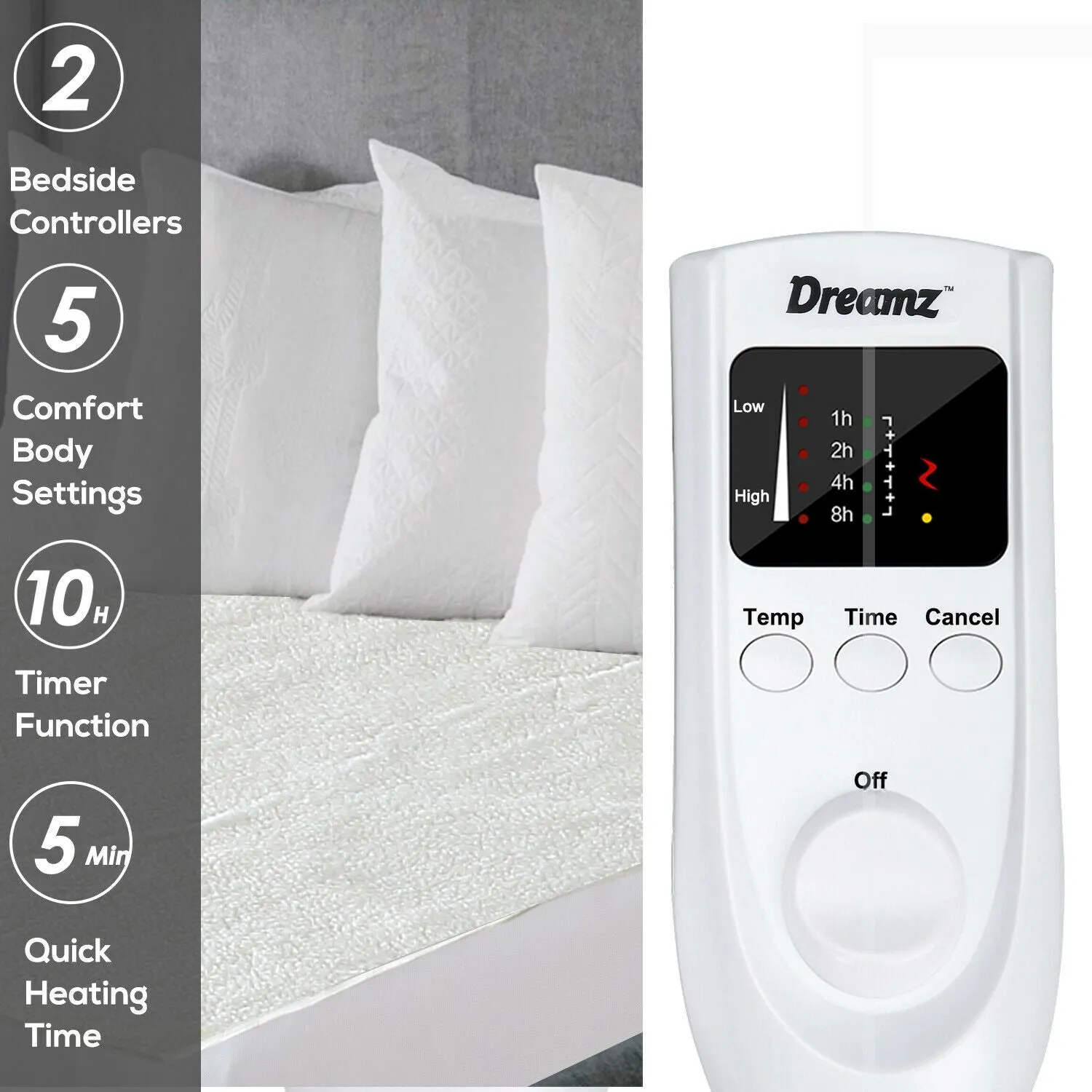 450 GSM Fleecy Electric Blanket Heated Warm Winter Fitted Queen Size
