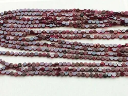 5 Strands Red Garnet Smooth Round Coin Loose Gemstone Beads Strand 13" 6mm