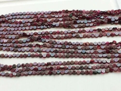 5 Strands Red Garnet Smooth Round Coin Loose Gemstone Beads Strand 13" 6mm