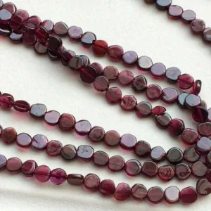 5 Strands Red Garnet Smooth Round Coin Loose Gemstone Beads Strand 13" 6mm