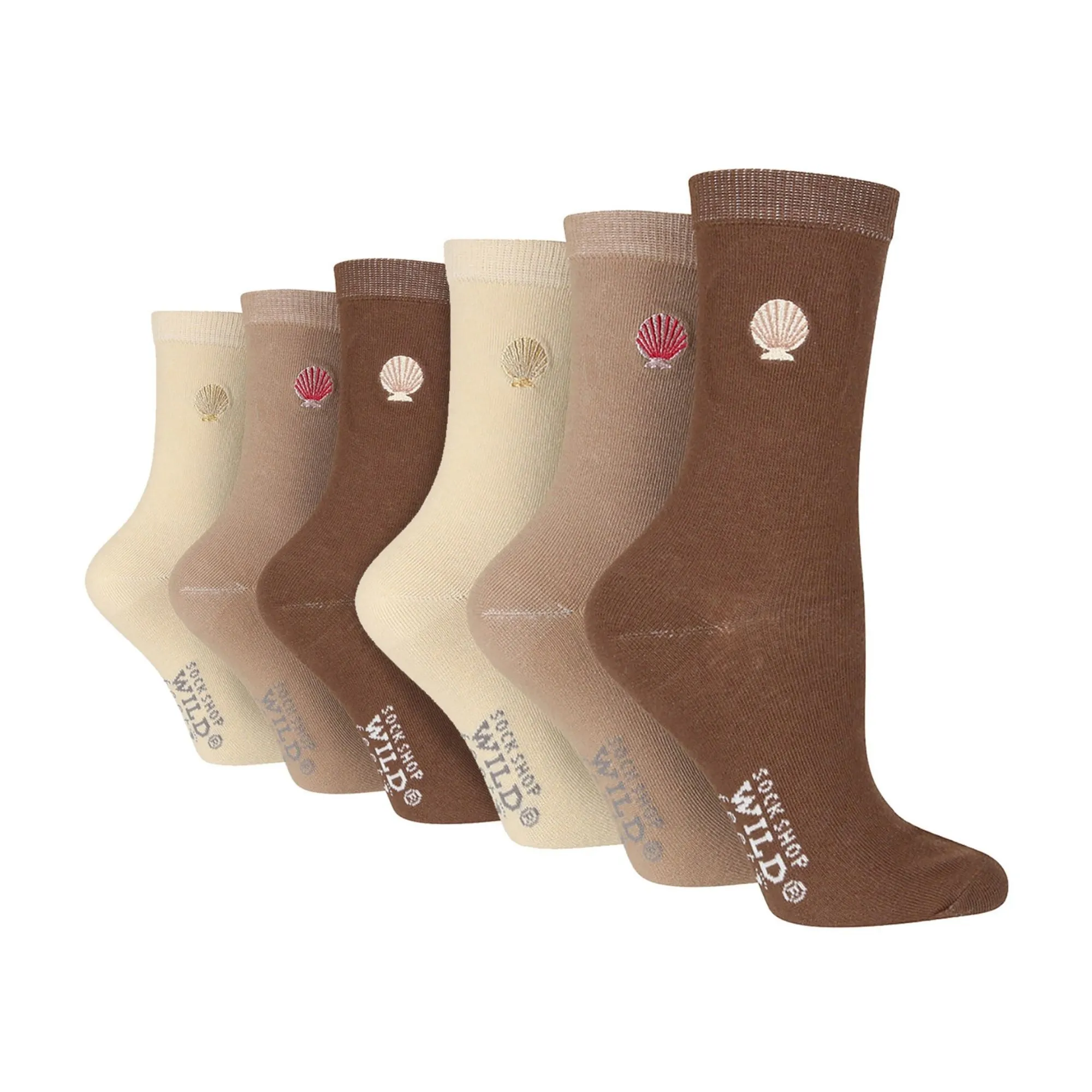 6 Pairs Ladies Multipack Black Novelty Socks: Embroidered Crew Cotton Socks
