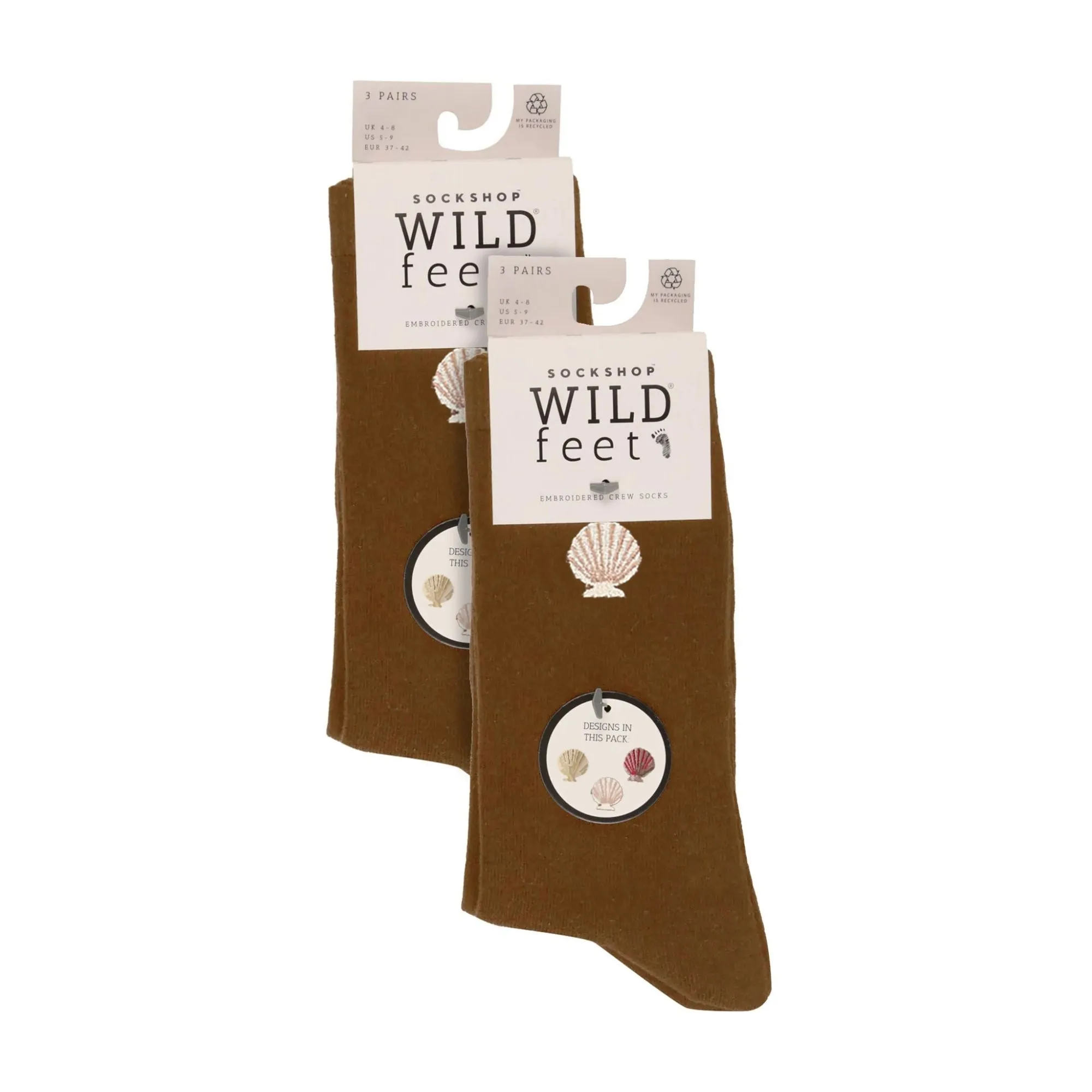 6 Pairs Ladies Multipack Black Novelty Socks: Embroidered Crew Cotton Socks