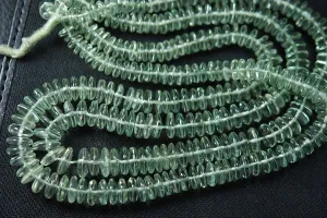 8 Inches Super Finest Green Amethyst German Cutting Smooth Polished Rondelles 7-6mm Large