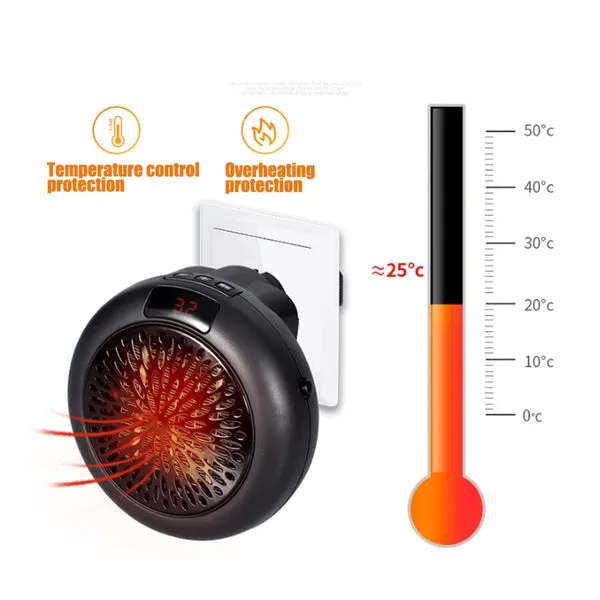 900W Portable Electric Wall Outlet Warm Space Fan Heater