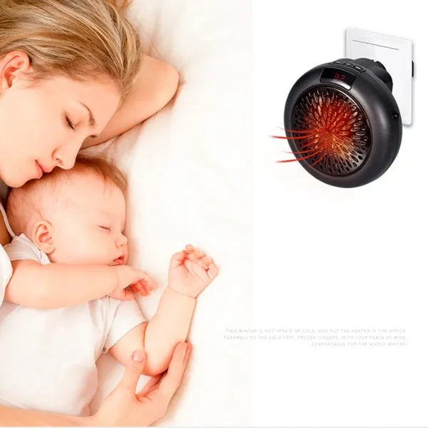 900W Portable Electric Wall Outlet Warm Space Fan Heater