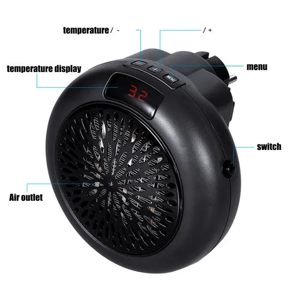 900W Portable Electric Wall Outlet Warm Space Fan Heater