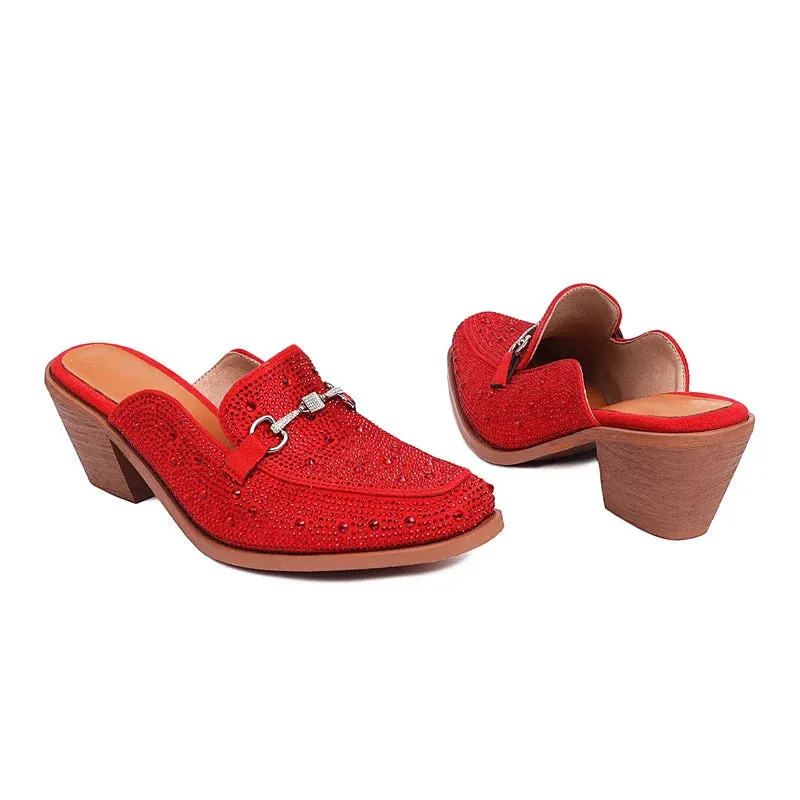 Abertina Crystal Sequin Loafer Clog Mules