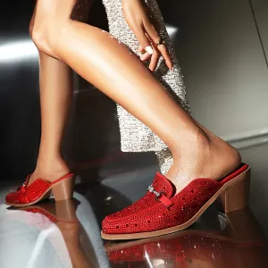 Abertina Crystal Sequin Loafer Clog Mules