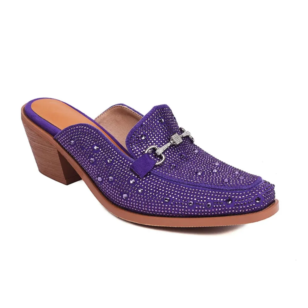 Abertina Crystal Sequin Loafer Clog Mules