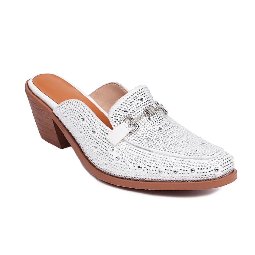 Abertina Crystal Sequin Loafer Clog Mules