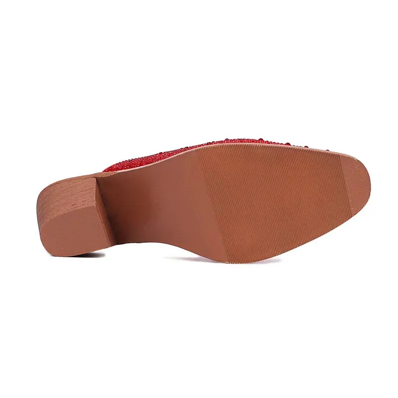 Abertina Crystal Sequin Loafer Clog Mules