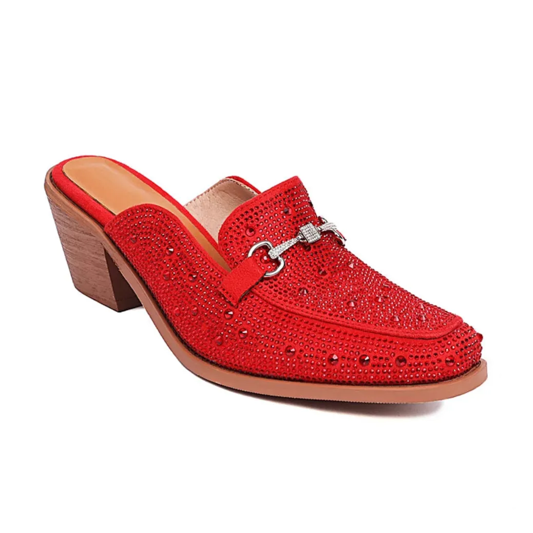 Abertina Crystal Sequin Loafer Clog Mules