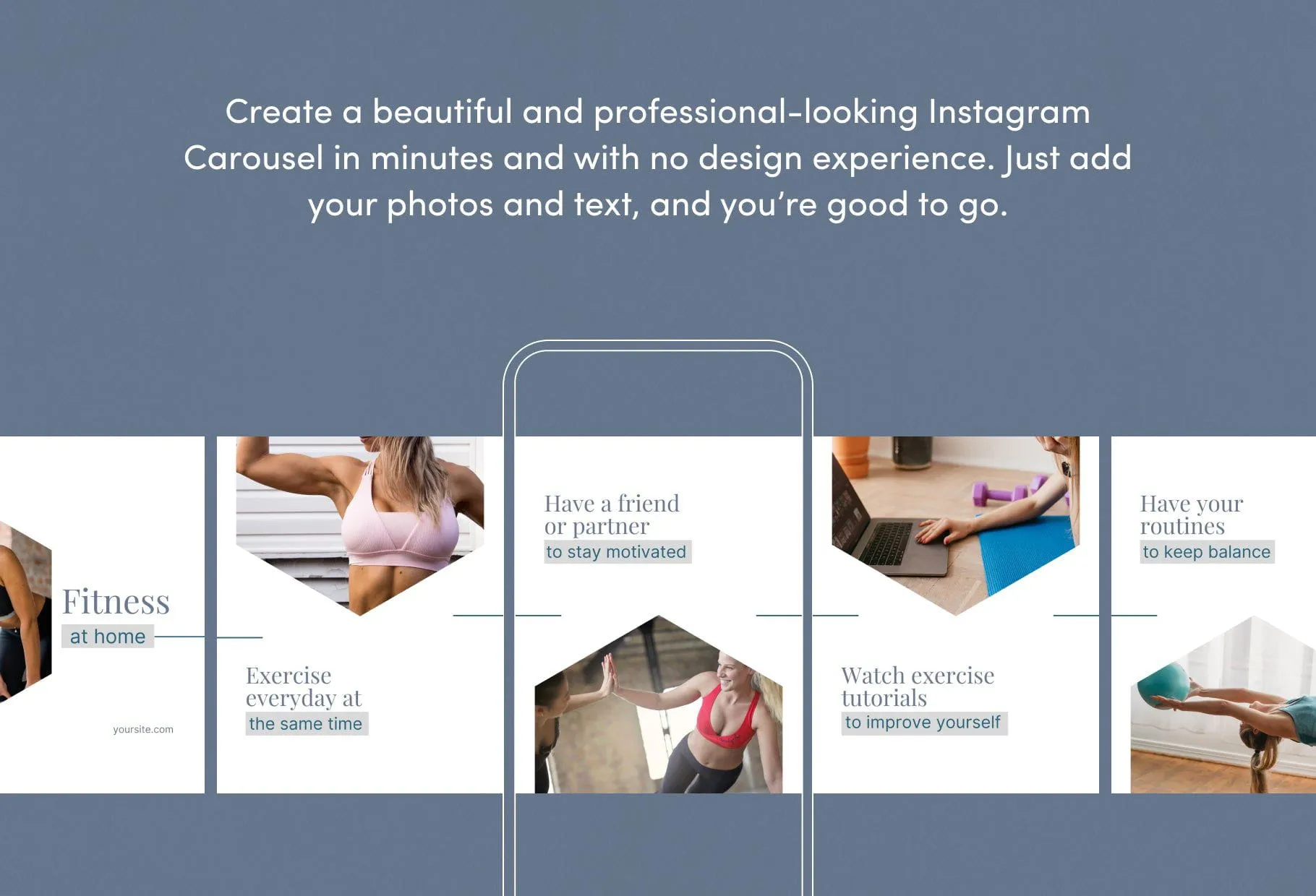 Abigail Fitness 6-Page Carousel Canva Template