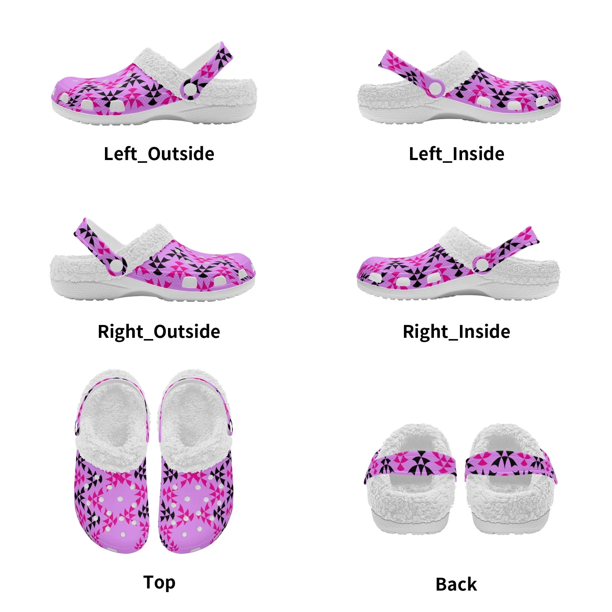Adults White Warm House Clog Winter Fur Lined Garden Slippers
