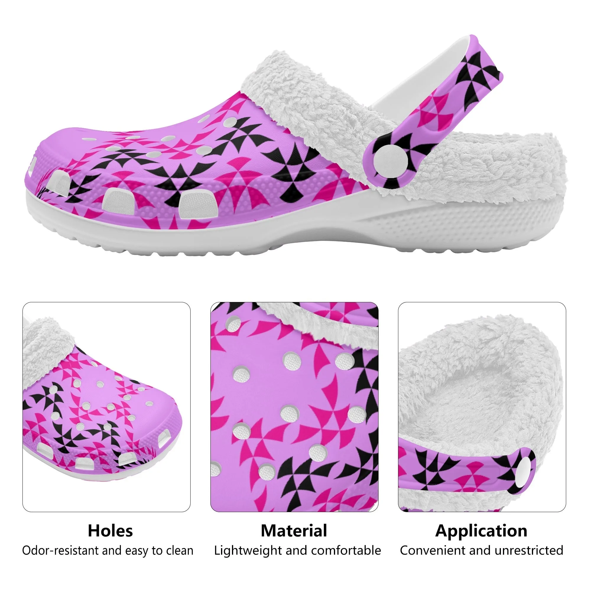 Adults White Warm House Clog Winter Fur Lined Garden Slippers