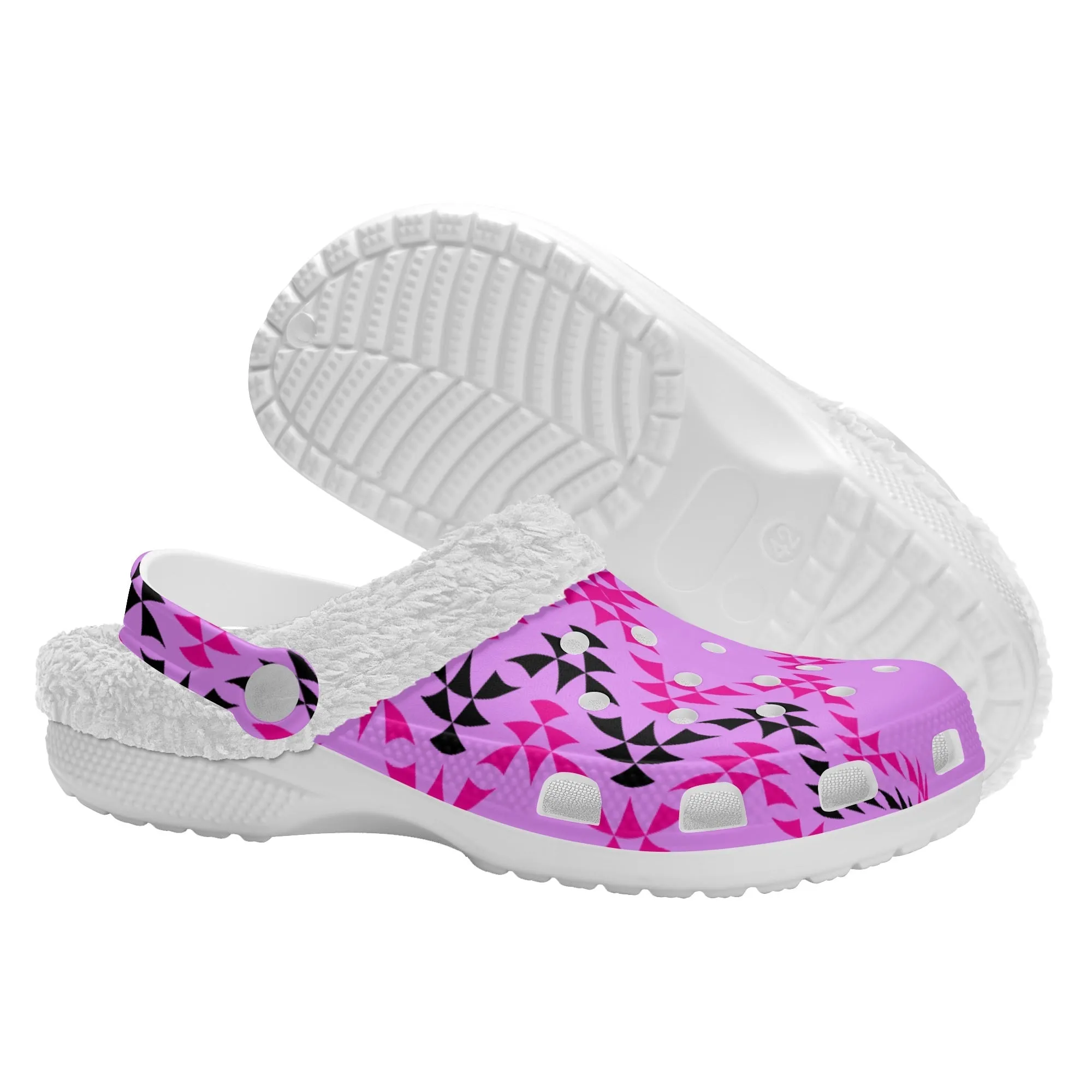 Adults White Warm House Clog Winter Fur Lined Garden Slippers