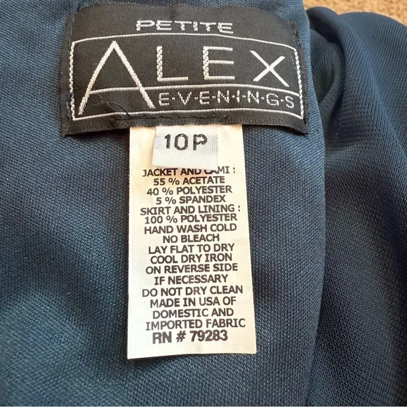 Alex Evenings Navy Dress &amp; Jacket, Patterned Sparkle Maxi Dress Women's Size10P