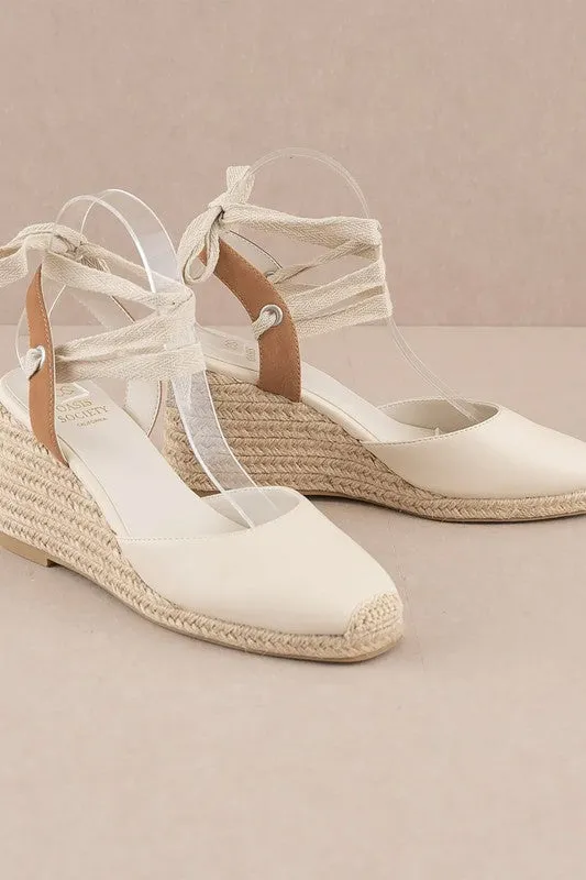Alondra Lace-Up Espadrille Wedges - 3.5" Heel, Vegan Leather