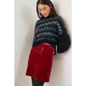 Anthropologie Monte velvet burgandy miniskirt 6
