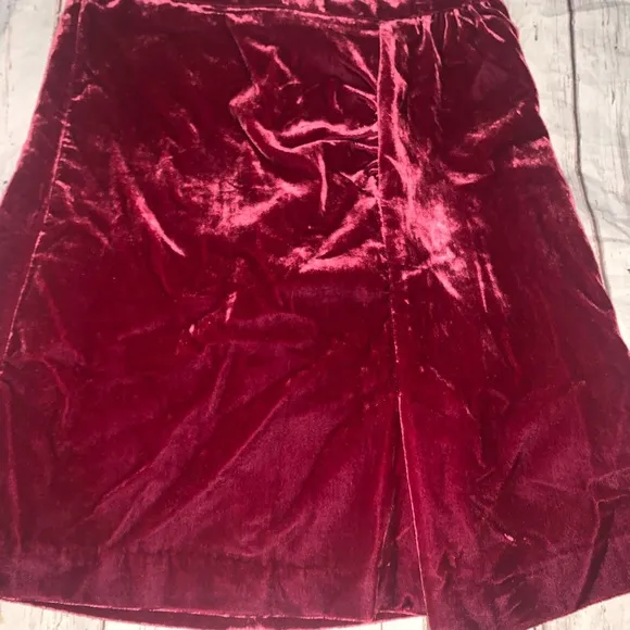 Anthropologie Monte velvet burgandy miniskirt 6
