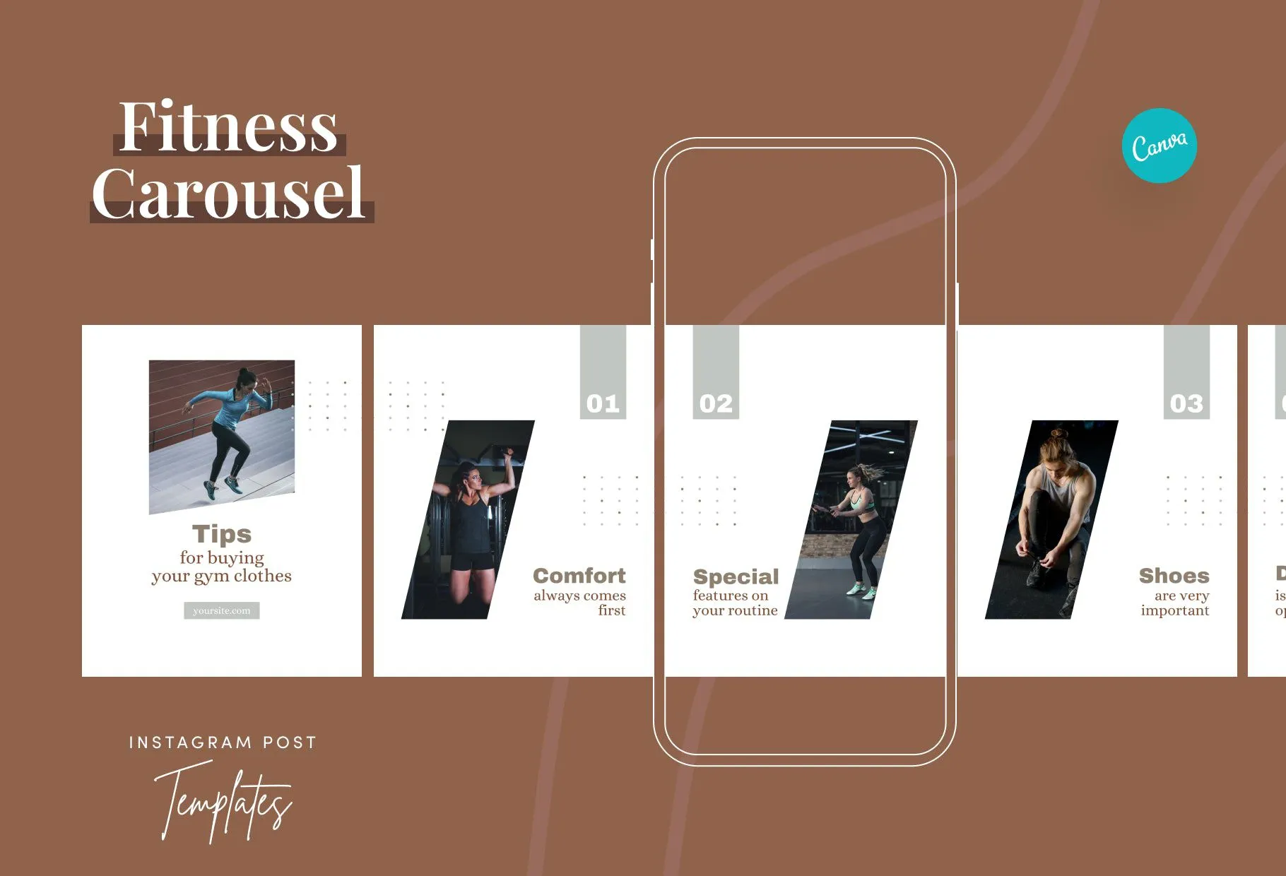 Arya Fitness 6-Page Carousel Canva Template
