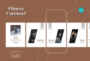 Arya Fitness 6-Page Carousel Canva Template