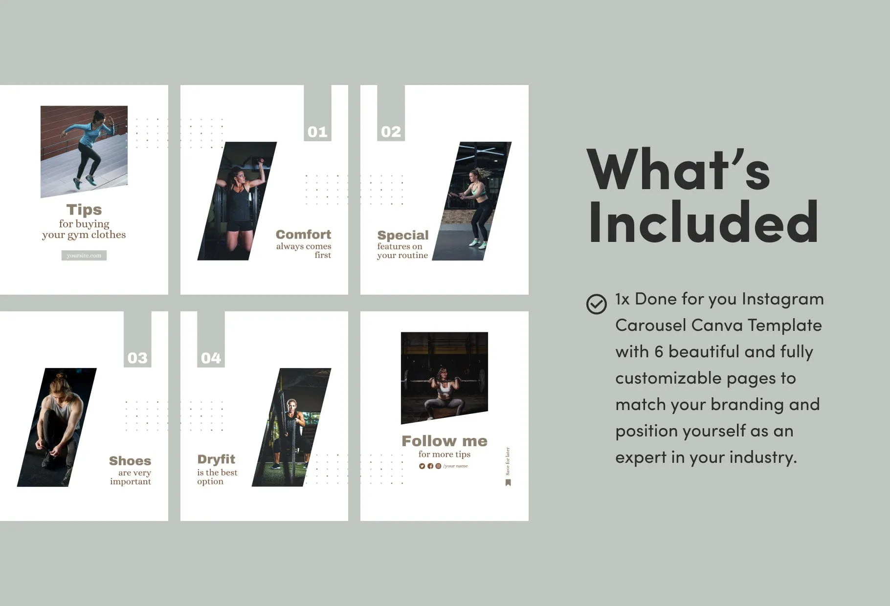 Arya Fitness 6-Page Carousel Canva Template