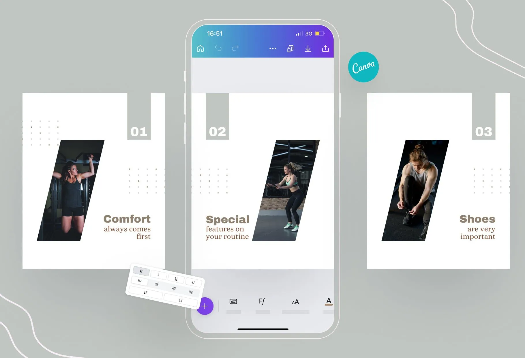 Arya Fitness 6-Page Carousel Canva Template